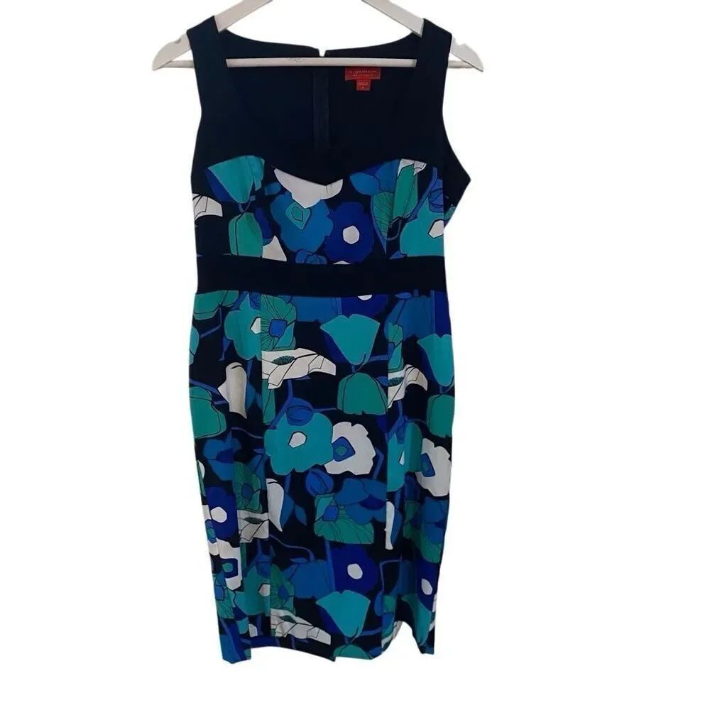 NWT Signature by Sangria size 6 dress zipper back blue floral stretch